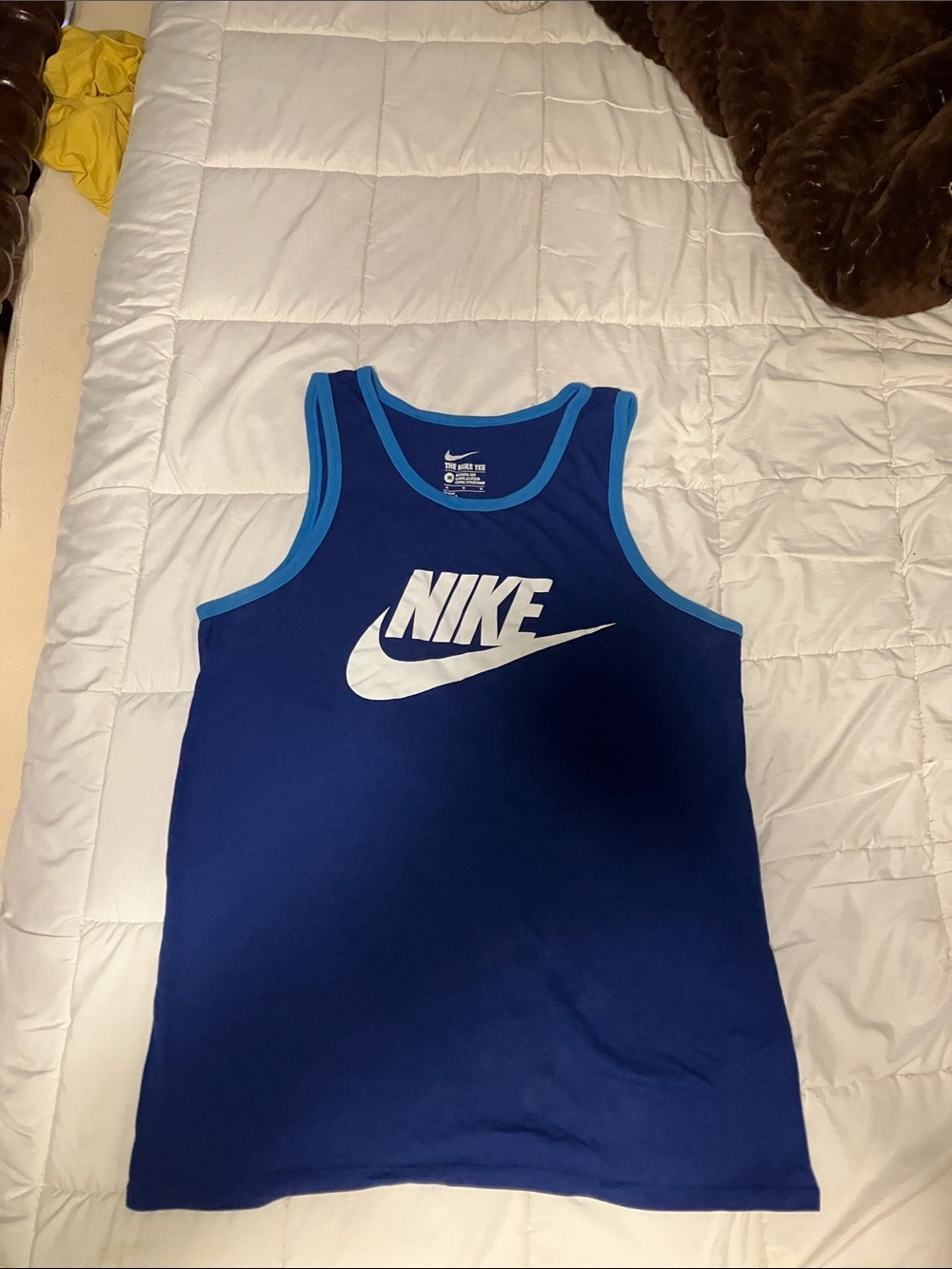 Nike Blue Tank Top with Light Blue Trim and White Logo